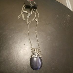 Purple moonstone and silver accent necklace